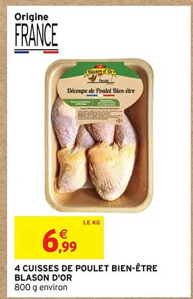 4 cuisses de poulet bien-être blason d'or