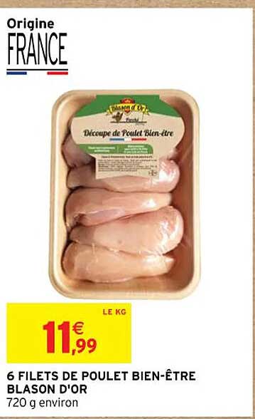 6 filets de poulet bien-être blason d'or