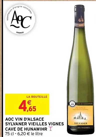 aoc vin d'alsace sylvaner vieilles vignes cave de hunawihr