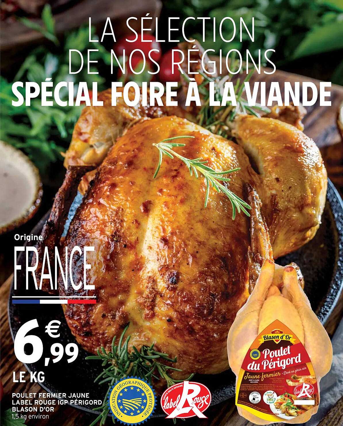 poulet fermier jaune label rouge igp périgord blason d'or