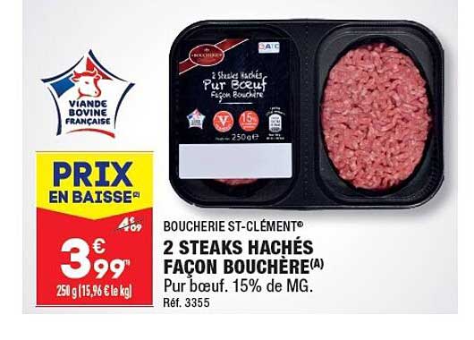 2 steaks hachés façon bouchère boucherie st-clément