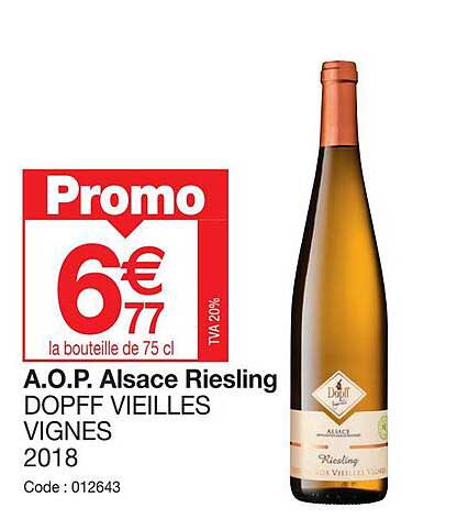 a.o.p. alsace riesling dopff vieilles vignes 2018