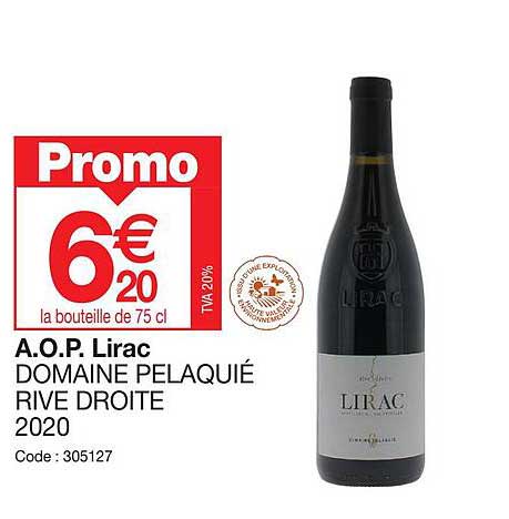 a.o.p. lirac domaine pelaquié rive droite 2020