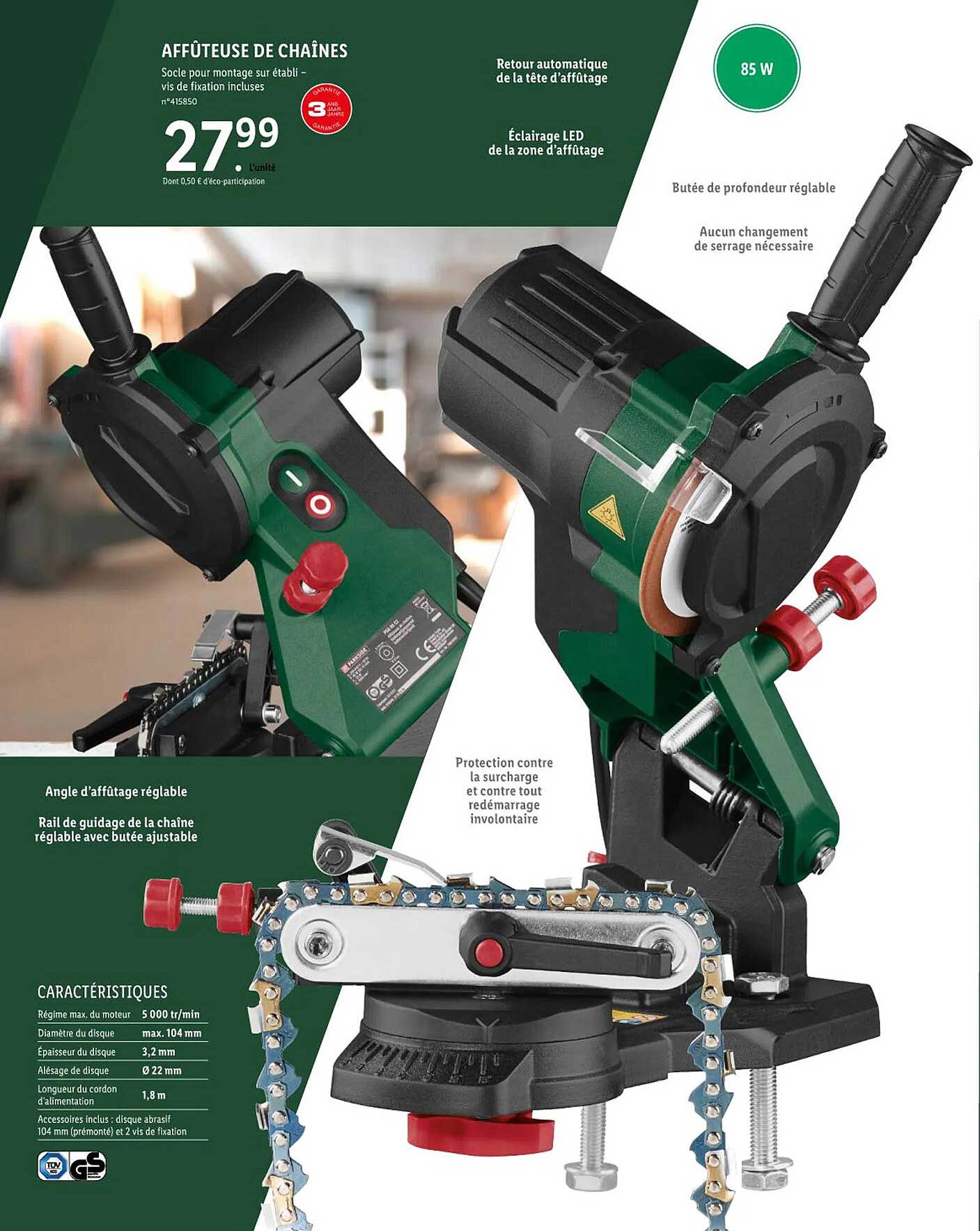 affûteuse de chaînes parkside