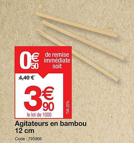 Agitateurs En Bambou 12 Cm