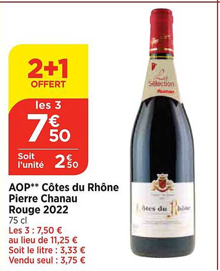 aop côtes du rhône pierre chanau rouge 2022