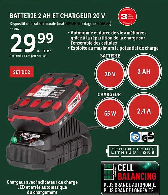 Batterie 2 Ah Et Chargeur 20 V