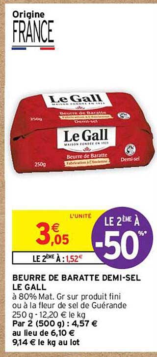 beurre de baratte demi-sel le gall