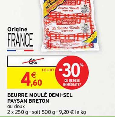 beurre moulé demi-sel paysan breton