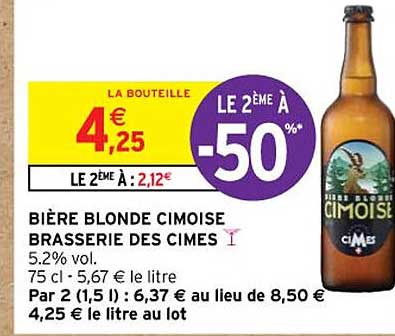 bière blonde cimoise brasserie des cimes