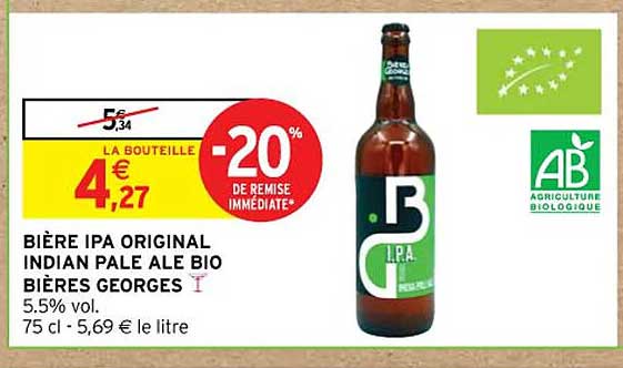 bière ipa original indian pale ale bio bières georges