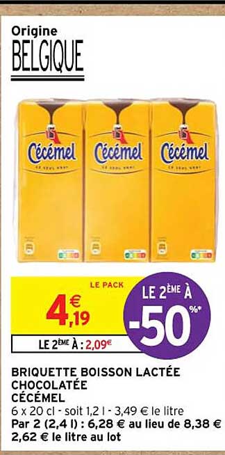 briquette boisson lactée chocolatée cécémel