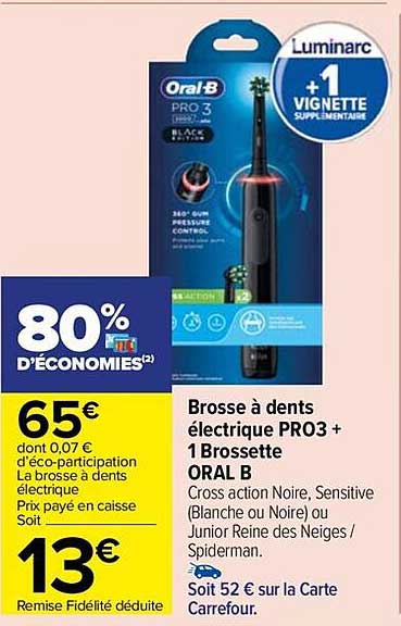 brosse à dents électrique pro3 + 1 brossette oral b