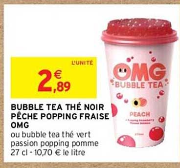 bubble tea thé noir pêche popping fraise omg