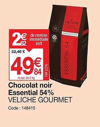 Chocolat Noir Essential 54% Veliche Gourmet