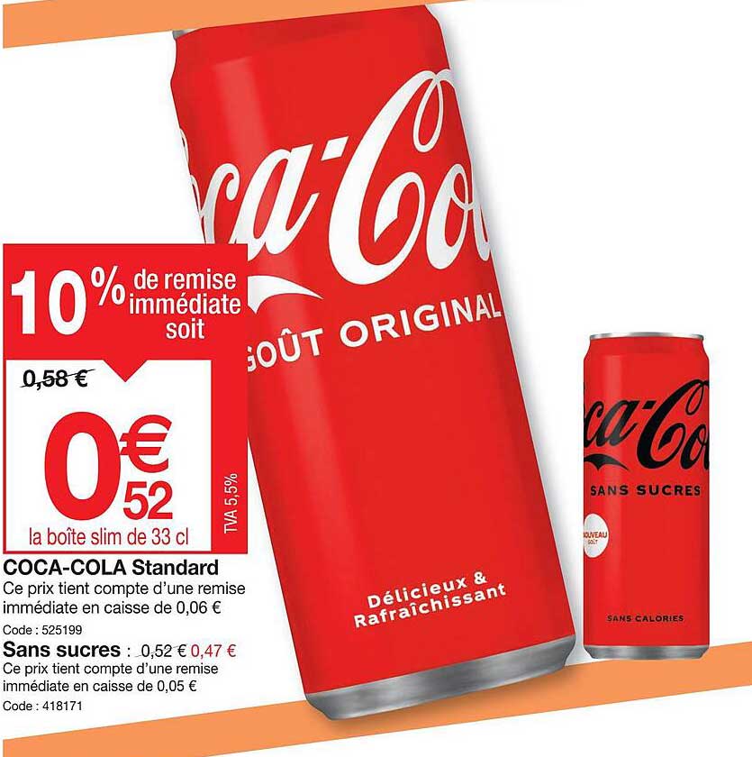 coca-cola standard, sans sucres