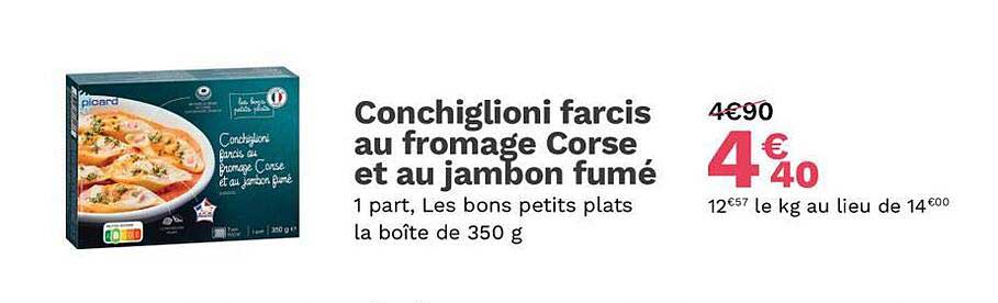 conchiglioni farcis au fromage corse et au jambon fumé