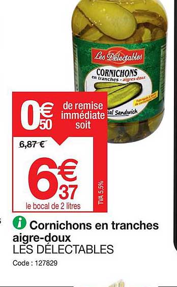 Cornichons En Tranches Aigre-doux Les Délectables