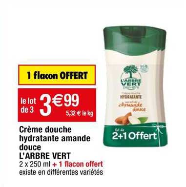 crème douche hydratante amande douce l'arbre vert