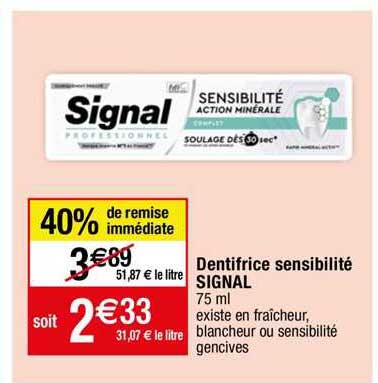 Dentifrice Sensibilité Signal