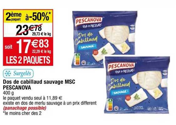 Dos De Cabillaud Sauvage Msc Pescanova