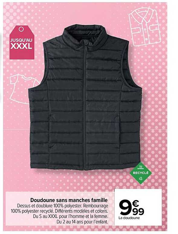 doudoune sans manches famille tex recyclé