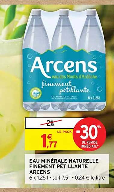 eau minérale naturelle finement pétillante arcens