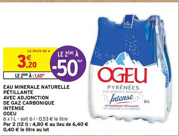 eau minérale naturelle pétillante avec adjonction de gaz carbonique intense ogeu