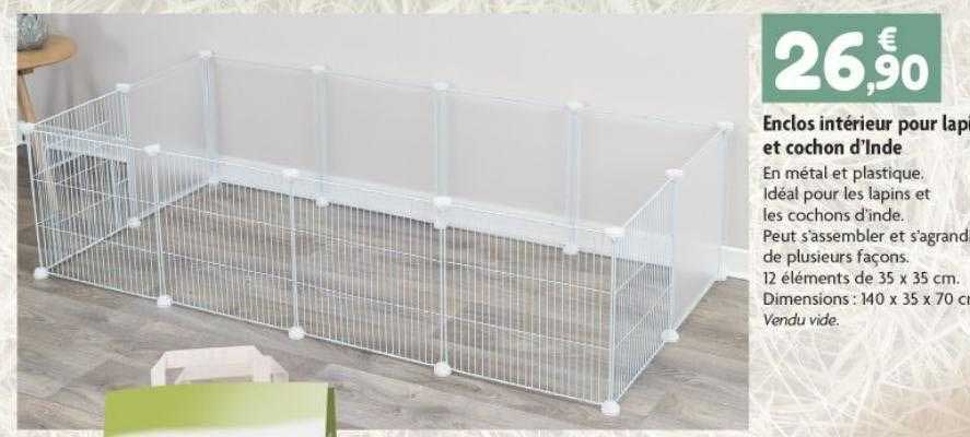 enclos intérieur pour lapin et cochon d'inde