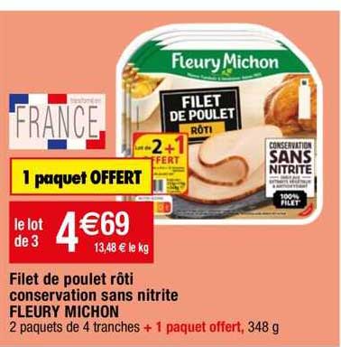 filet de poulet rôti conservation sans nitrite fleury michon