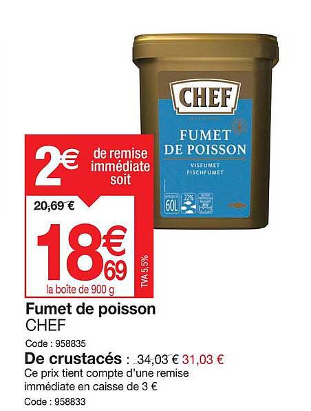 fumet de poisson chef, de crustacés