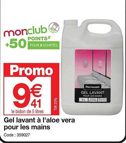 gel lavant à l'aloé vera pour les mains