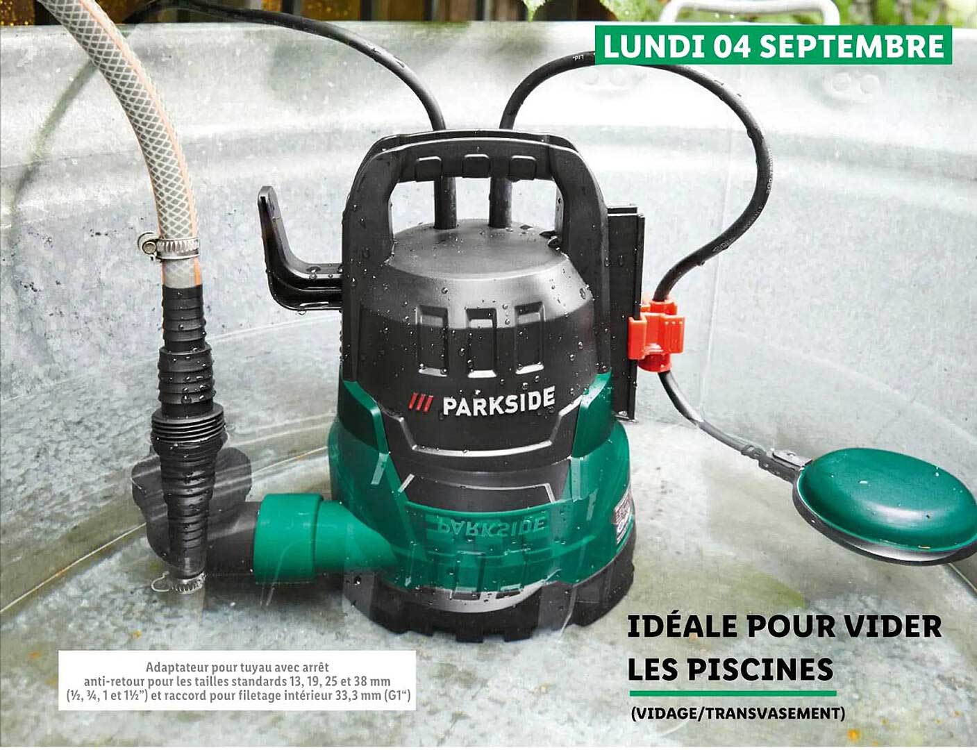 idéale pour vider les piscines