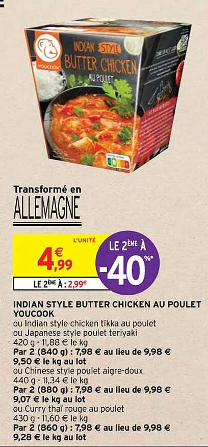 indian style butter chicken au poulet youcook