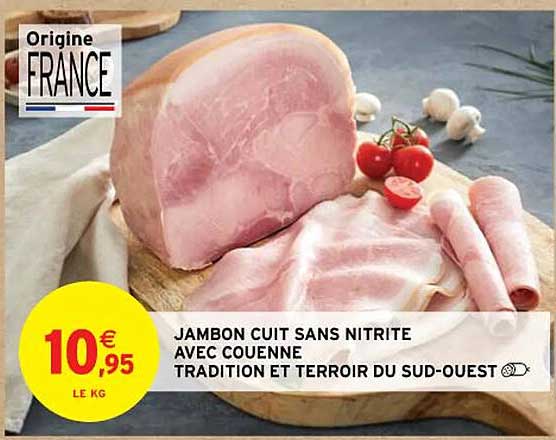 jambon cuit sans nitrite avec couenne tradition et terroir du sud-ouest
