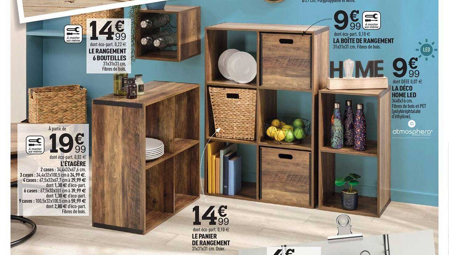 l'étagère, le rangement 6 bouteilles, le panier de rangement, la boîte de rangement, la déco home led