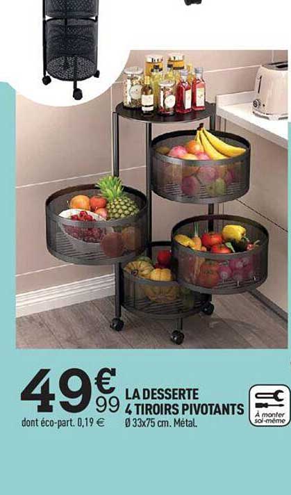 la desserte 4 tiroirs pivotants