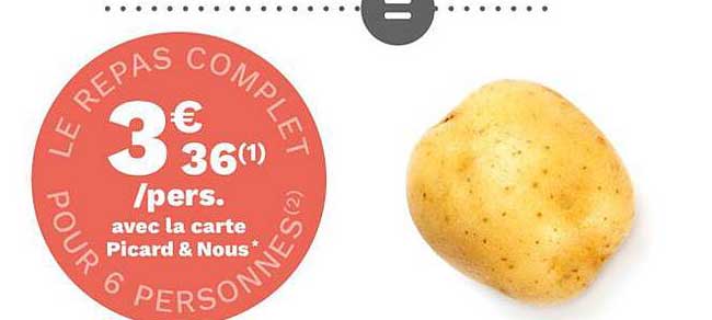 le repas complet pour 6 personnes , la carte picard & nous