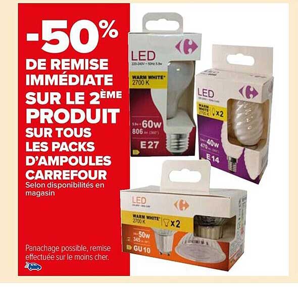 les packs d'ampoules carrefour