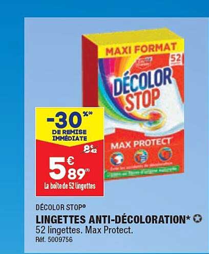 lingettes anti-décoloration décolor stop