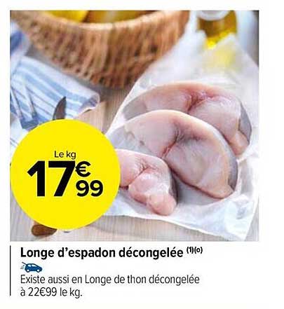 longe d'espadon décongelée