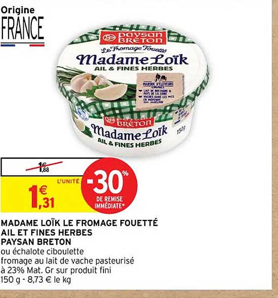 madame loïk le fromage fouetté ail et fines herbes paysan breton