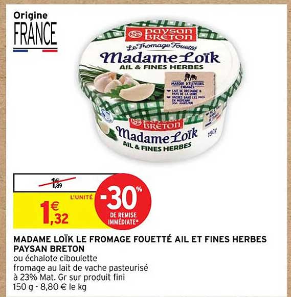 madame loïk le fromage fouetté ail et fines herbes paysan breton
