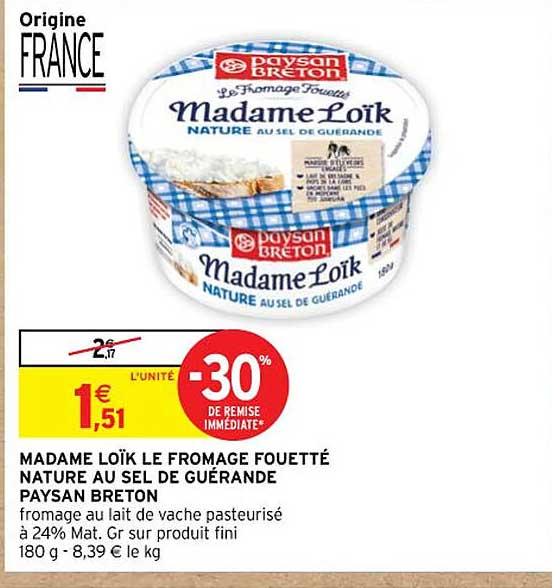 madame loïk le fromage fouetté nature au sel de guérande paysan breton