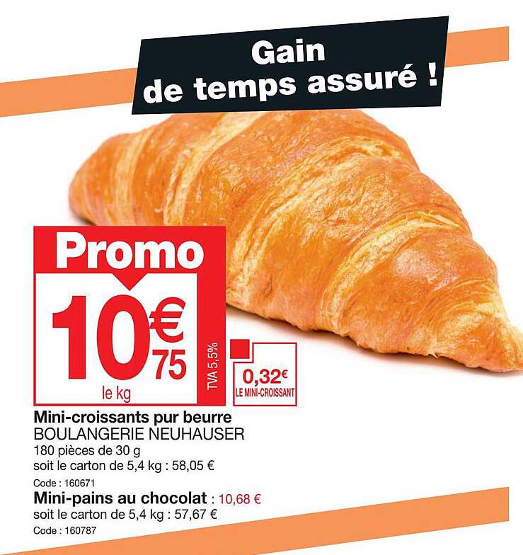 mini-croissants pur beurre boulangerie neuhauser, mini-pains au chocolat