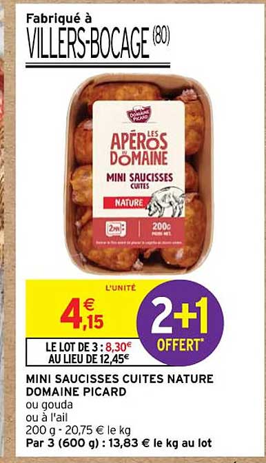 Mini Saucisses Cuites Nature Domaine Picard