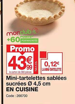 mini-tartelettes sablées sucrées ø 4,5 cm en cuisine