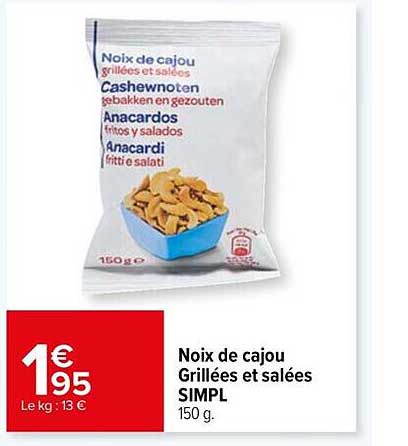 Noix De Cajou Grillées Et Salées Simpl