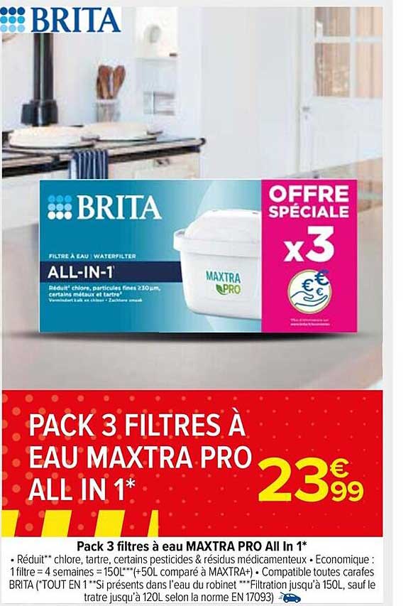 pack 3 filtres à eau maxtra pro all in 1 brita