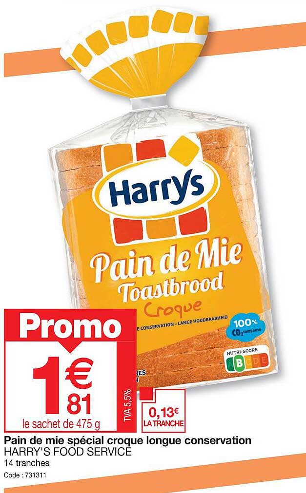 Pain De Mie Spécial Croque Longue Conservation Harry's Food Service